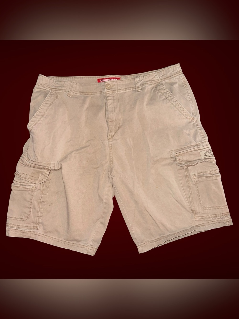 Men’s Unionbay Size 42 Khaki Premium Cargo Rugged Muli-Pocket Utility Shorts
